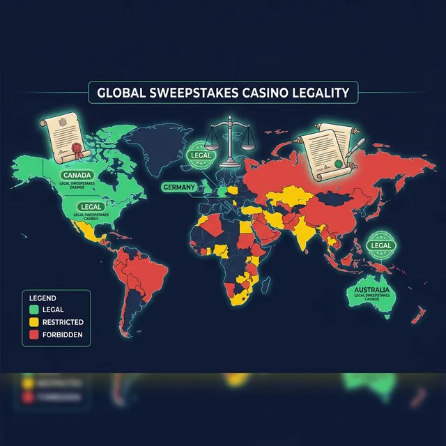 Weltkarte Sweepstakes Casino Legalität nach Ländern 2026